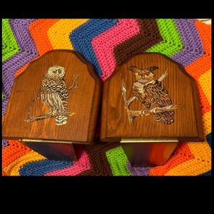 Vintage Hand Painted Owl Bookends